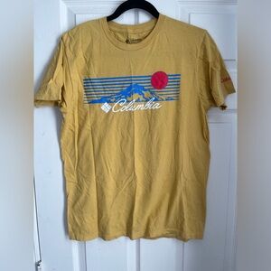 Columbia Mustard Graphic Tee with Blue and Red Accents